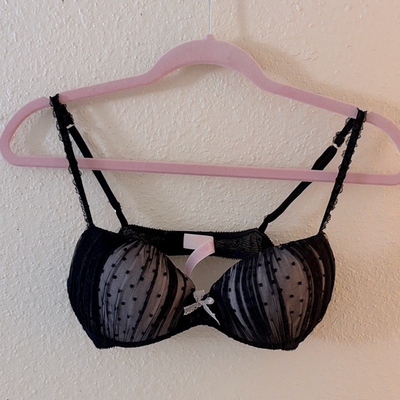 Victoria’s Secret Sexy Elegant Draped  Black Polka Dot Bra 36 B - Picture 1 of 7